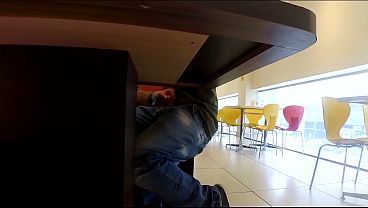 Handjob in a public cafe on a first date