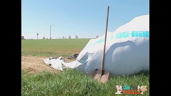 Young girl Kate Black fucked by old farmer for on a haystack