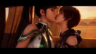 Eve x Lilly Artemis II Lesbian kissing (Stellar Blade /AI generated)
