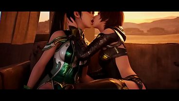 Eve x Lilly Artemis II Lesbian kissing (Stellar Blade /AI generated)