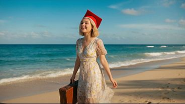 beautiful young blonde girl who recently graduated goes to the beach on vacation and meets a very handsome young boy who fools her mercilessly- ai porn