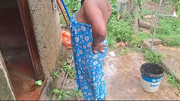Hottest desi step sis bathing outside 5 min