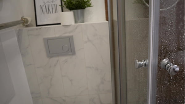 Sneaking in the bathroom while our babysitter was taking a shower to get a blowjob