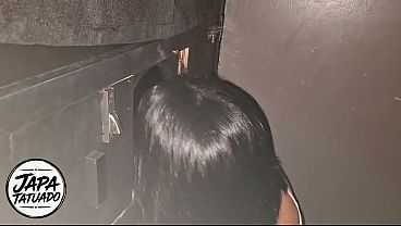 I took the young slut to the Hotbar swingers club to check out the glory hole booths and d to be a cuckold, but I ended up banging her along with a hot single guy after the swingers party, giving her a load in her mouth.