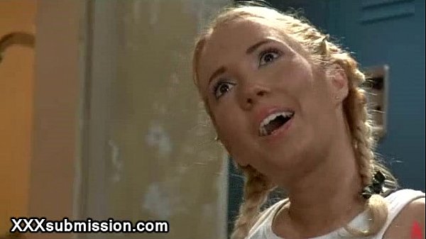 Tied up blonde anal gangbanged and paddled in locker room