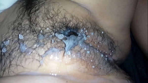 Milk in claudita's hairy vagina