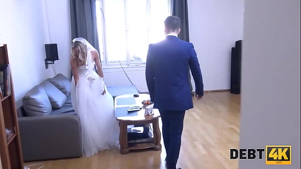 DEBT4k. Big debts are the reason why the girl is fucked in the presence of the groom