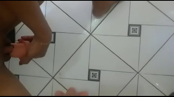 wife playing alone in the bathroom