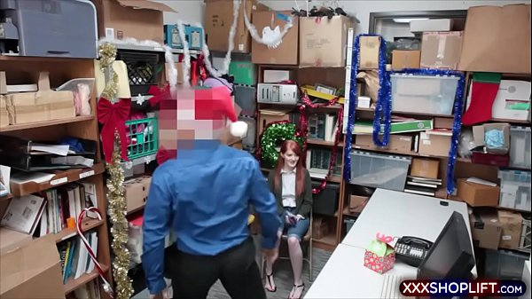 Redhead teen fucks a security guard after they caught her