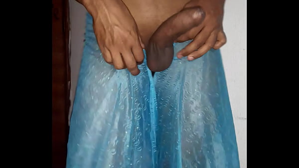 Guy masturbates with silk cloth