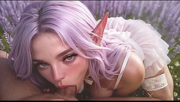An elven girl with bouncy boobs gets fucked by my big black cock!! She sucked my hard dick and I filled her magical holes with cum...[AI|