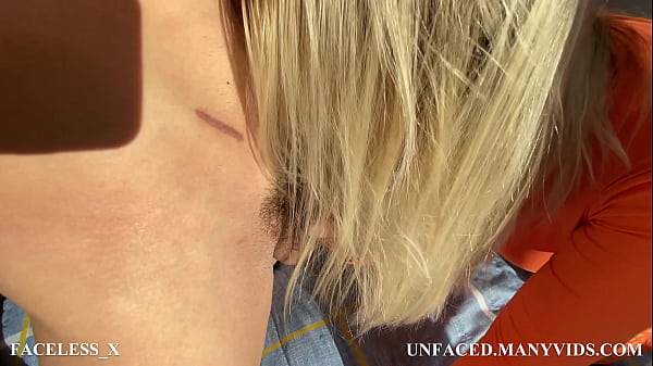 Juicy Blondie in Orange Grid Hard Fucks after Masterful Blowjob and Gets Cum on Pussy
