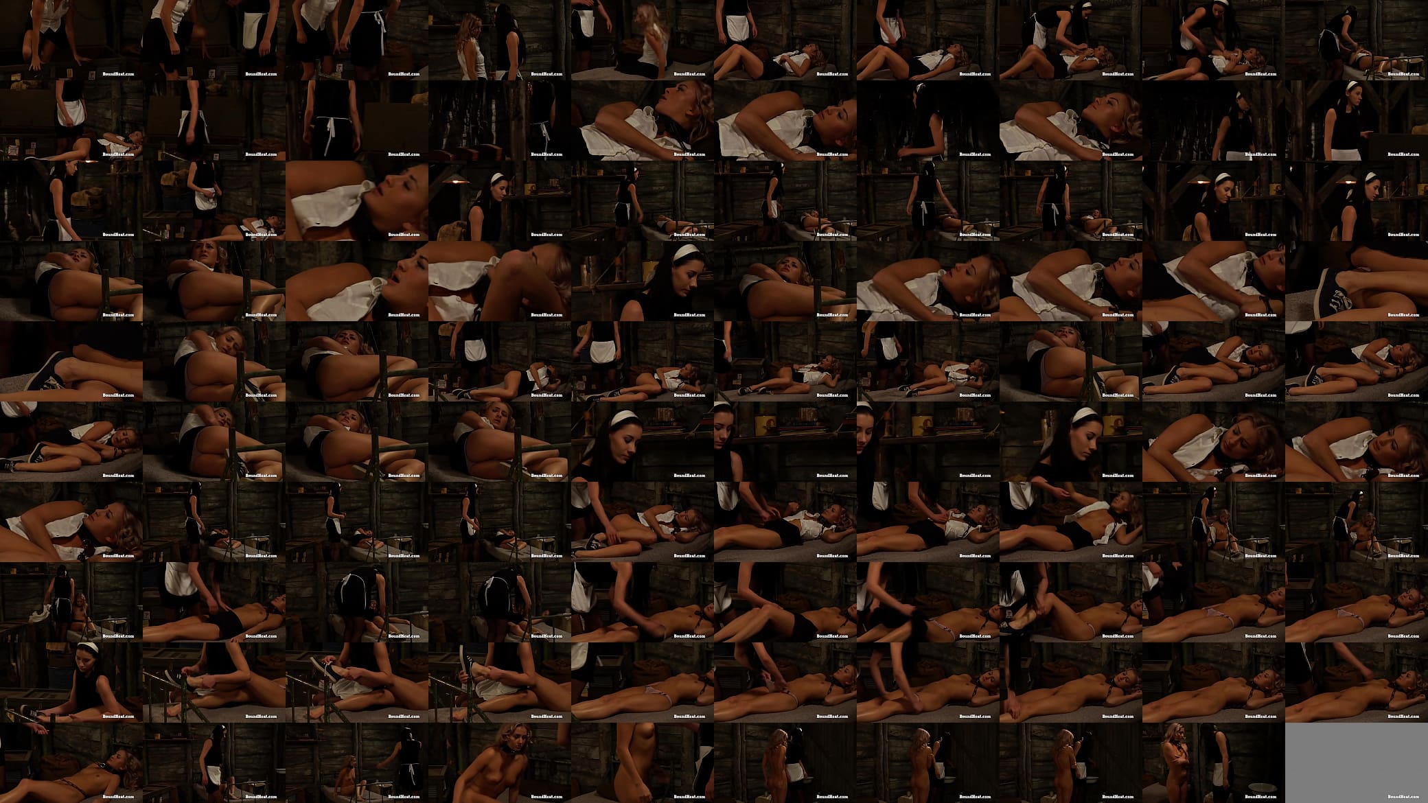 Tight Lesbian Slave Tied Up With Chains To Bed By Dominant Maid 预览图