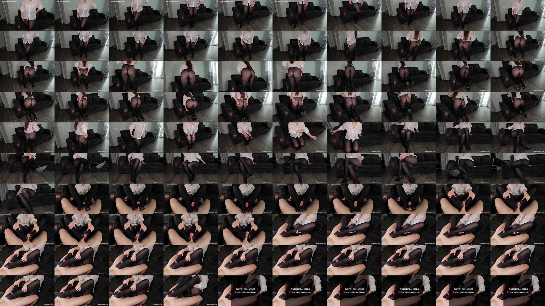 Tease and footjob in tight black pantyhose 预览图