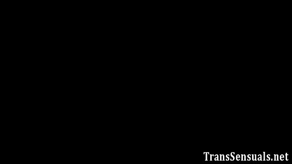 Trans babe rimmed in 3way