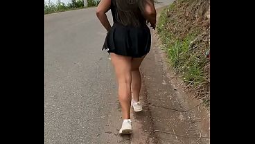 Hot blonde sucks a stranger's sweaty cock in the middle of the cart