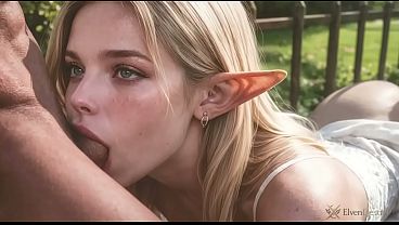 A busty blond elf got lost in my garden...I welcomed her in every tiny hole with my giant hard dick!! [AI]