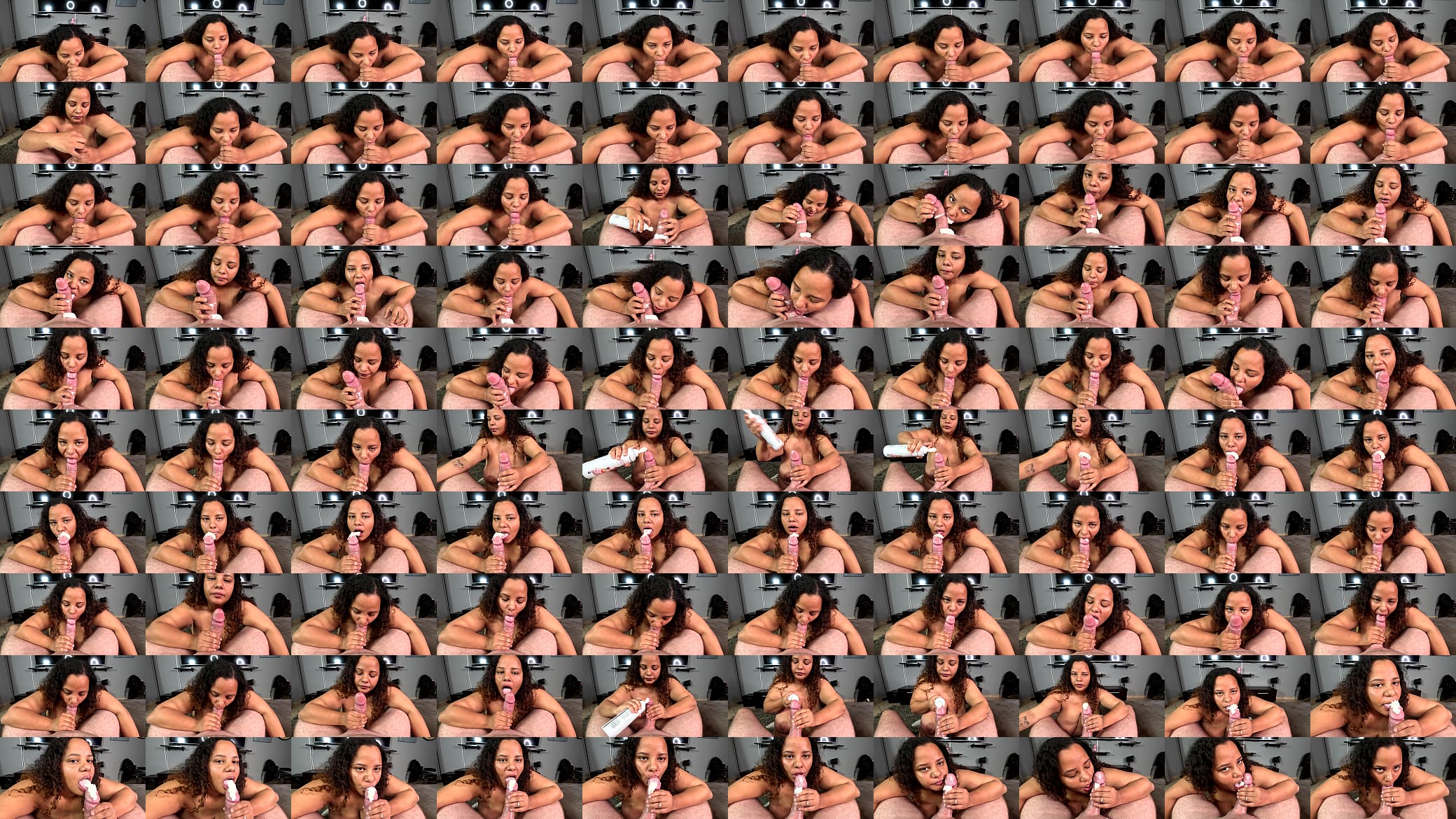 BROWN BBW slut with BIG TITS sucking and licking whipped cream off my cock 预览图