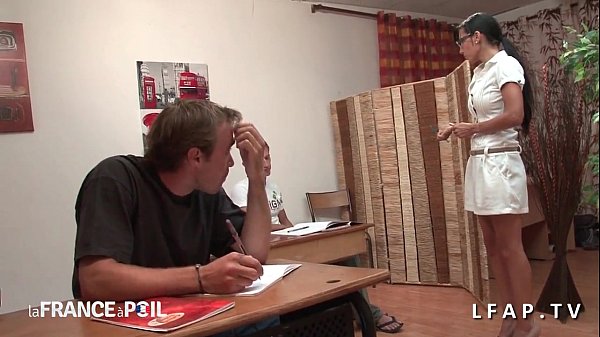 The teacher gets caught by her students in class