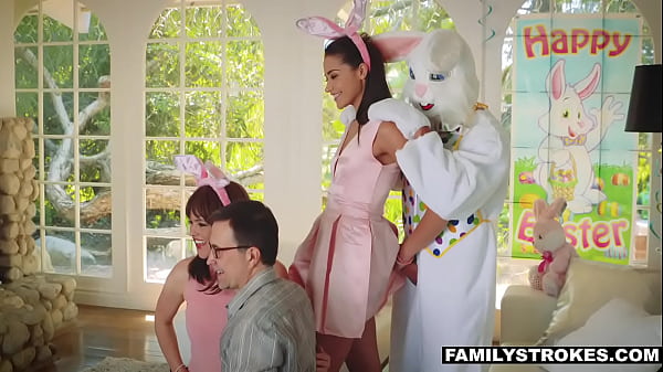 Avi Love gets her hairy muff drilled by horny easter bunny