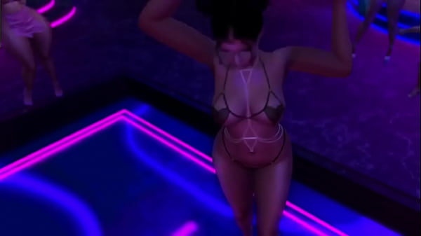 Exhibitionist in Microbikini Clubbing and Dancing