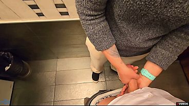 Stranger cum in my panties in restaurant toilet