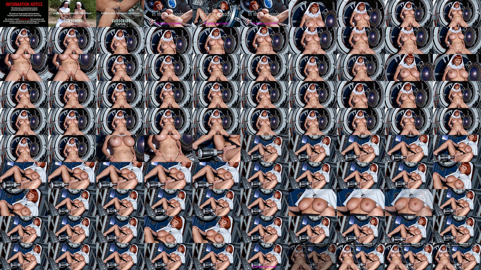 A crazy nun with big tits in space has sex with a robor and iron dick. AI generated. 预览图