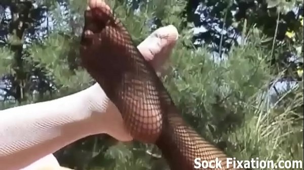 Come join our outdoor pantyhose lesbian threesome
