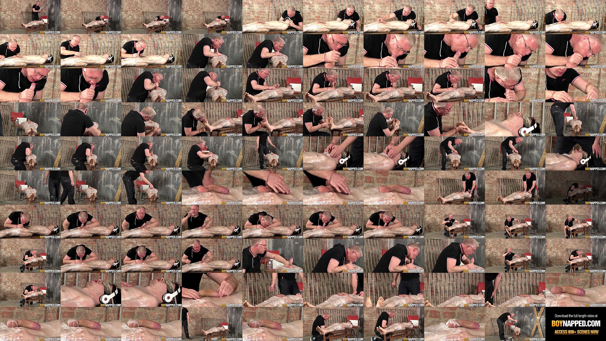 Blindfolded sub wrapped up and cock sucked by master 预览图