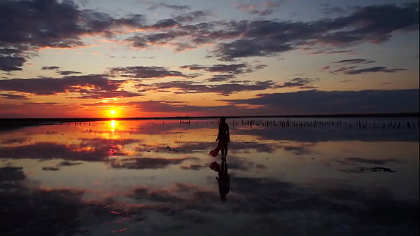 Walk on Red Sunset of Elton Salt Lake