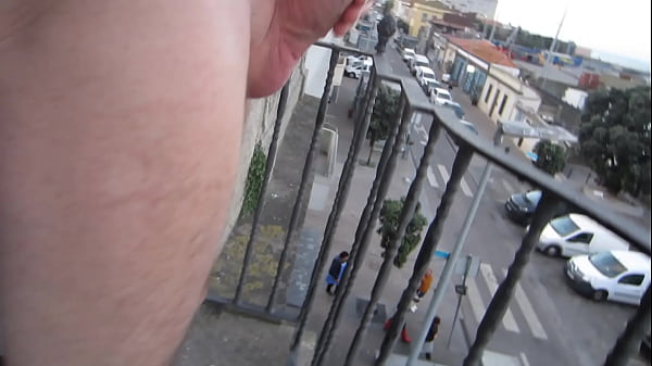 Show my dick on a balcony in Porto Portugal - exhibitionist