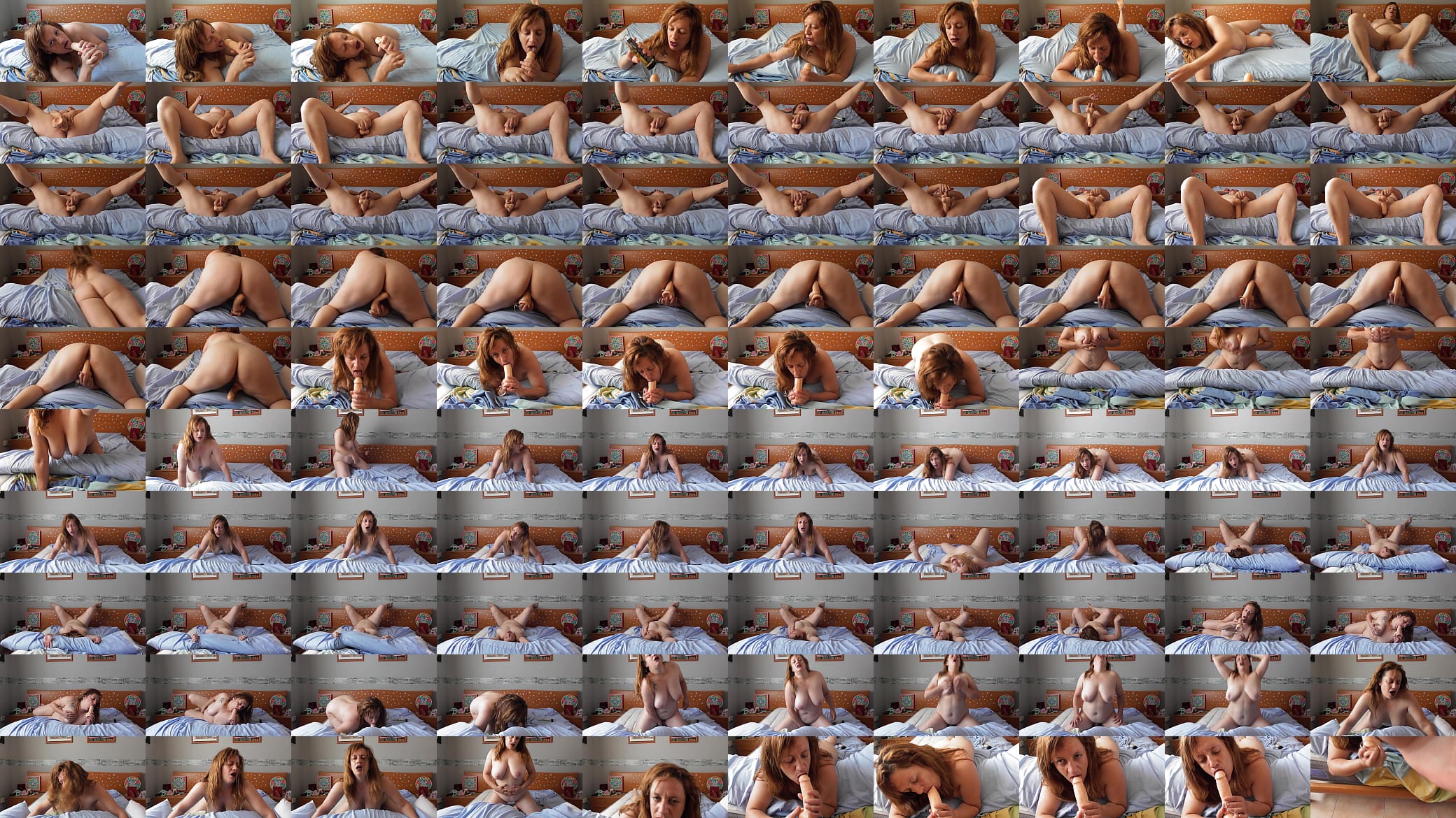 Hermosa mujer con tetas enormes masturb&aacute;ndose en su cama con la almohada 预览图