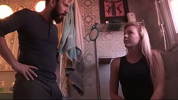 Horny step father gets a blowjob and tight pussy in the bathroom while step mother is sleep