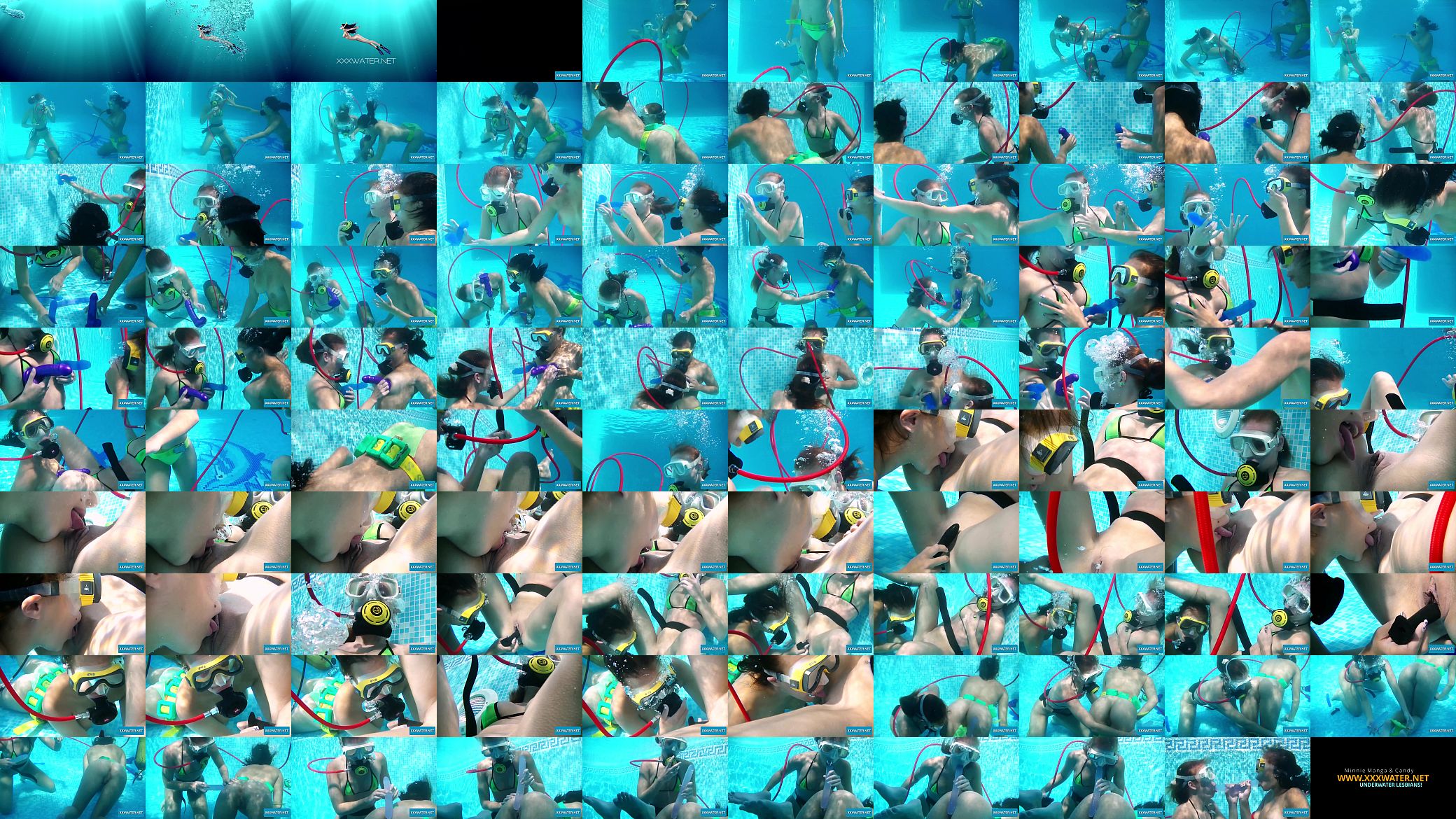 Two hot lesbians playing with dildos in the pool 预览图