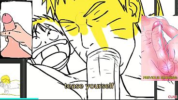 Naruto Sucking Luffy Huge Cock Deepthroat - Intense Gay Blowjob Close Up
