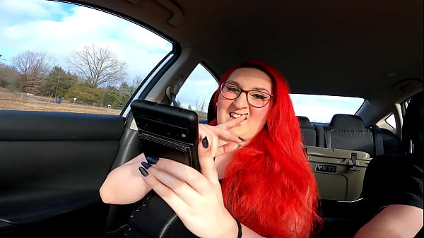 MtF Asian American redhead shemale cum slut ImpregnableLexa gives her Daddy Dominant road head before inserting electric shock anal plug