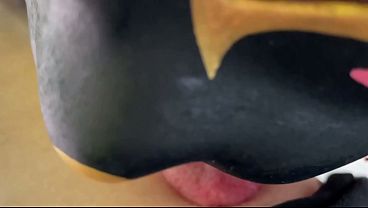 Black Pantyhose Slut's Blowjob Is Too Pleasant And Cum Eating