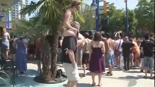 Cruel Mistress riding ponyboy in public