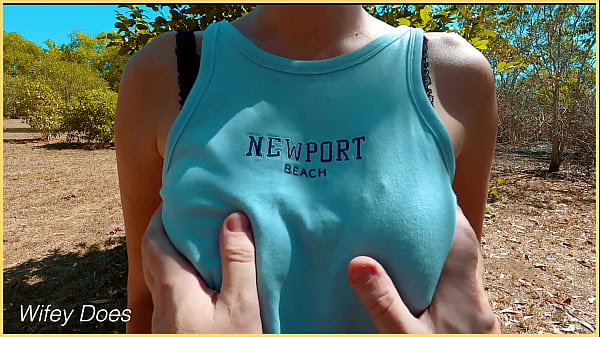 Download Video - POV getting to grab this MILF hot big tits in public