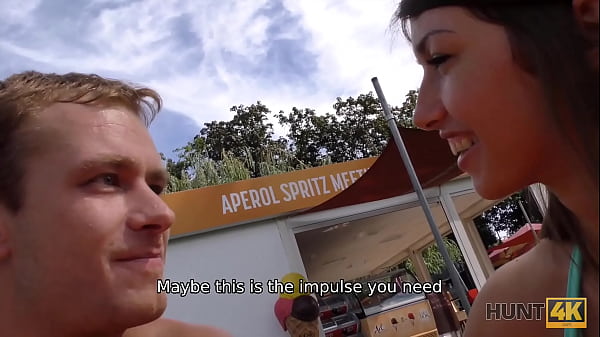 HUNT4K. Tall hottie gives tender asshole for hard outdoor fucking