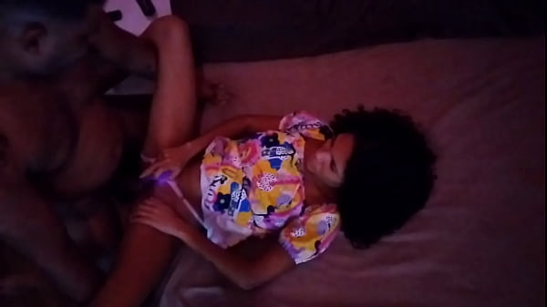 I went to my stepdaughter's room to watch cartoons.
