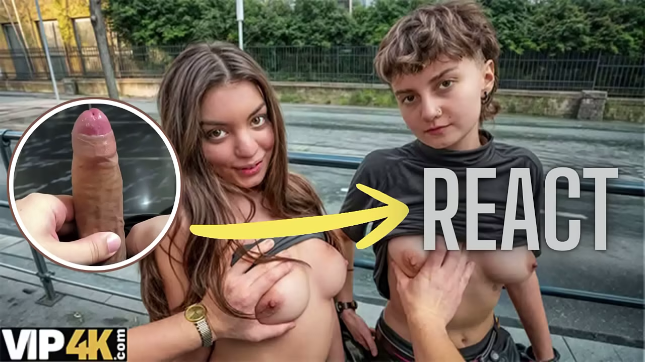 React: VIP4K. Two pretty Lesbians don't mind to having a Threesome with a stranger from the train