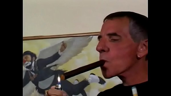 Brunette smokes cig, fucks and sucks huge cock then takes cigar in her pussy