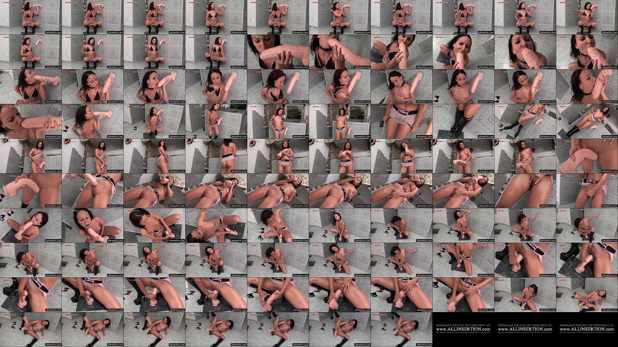 Small titted bitch self fucks twat with huge dildo 预览图