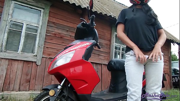 Download Video - Girl In Helmet Jerks Pussy To Orgasm On Step Brother Motorcycle