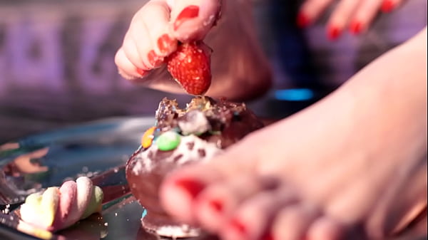 Crushing a delicious cake with my feet - Messy Foot Worship