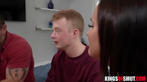 Stepdad and stepson threesome fuck stepmom