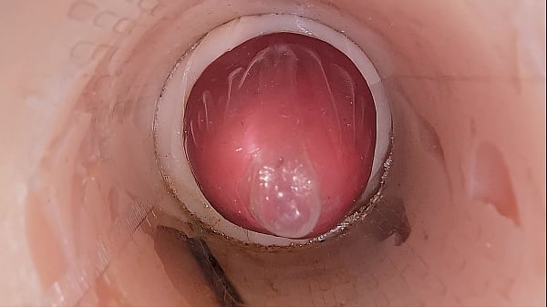 thumb the camera in the deep pussy records a huge ejaculation of sperm into the condom