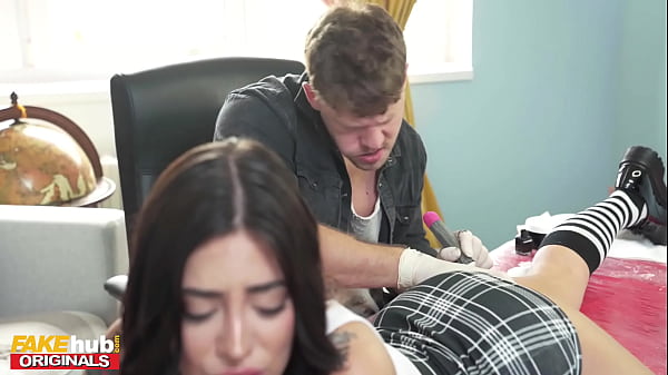 Download Video - HOT Tattooed brunette with Perfect Body fucked during her tattoo - FAKEhub