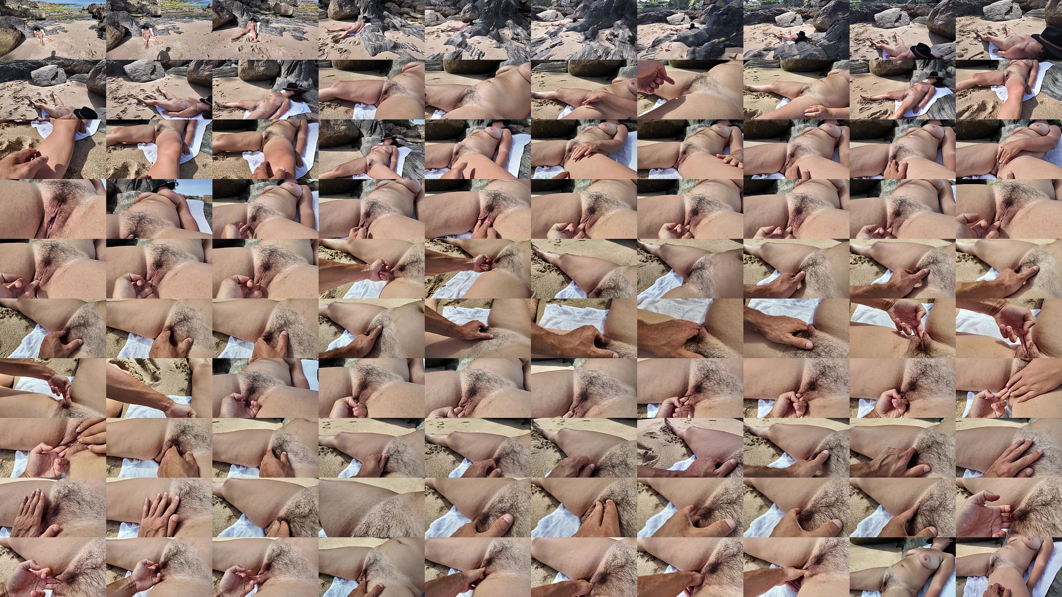 Suddenly a Stranger sneaks up and starts Touching Milf`s hairy Pussy on the Beach 预览图